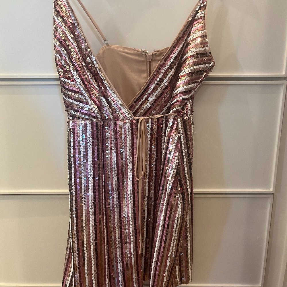 Pink Sequin Wrap Dress